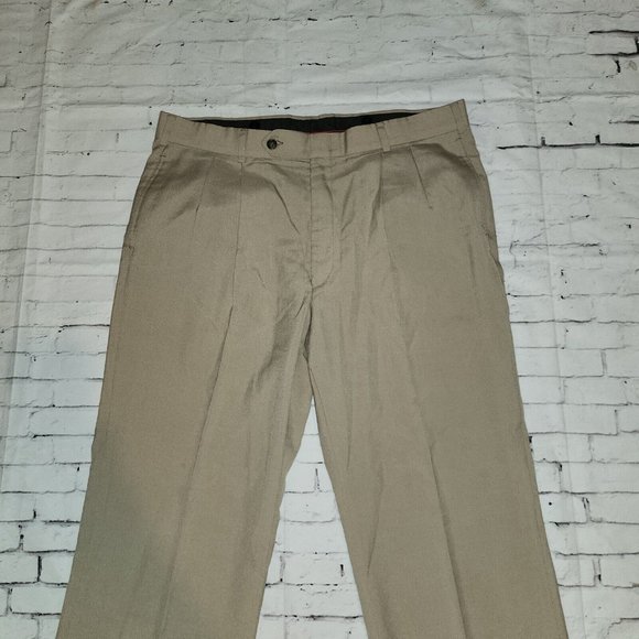 Hamilton House Dress Pants Mens 36×28 Straight Leg Pleated Front Khaki - Picture 5 of 12